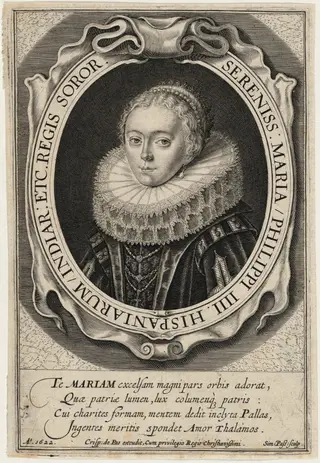 Maria of Austria, Infanta of Spain, by Simon van de Passe, ink, 1622