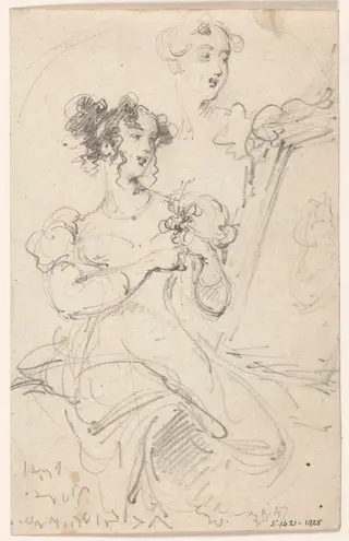 A Western woman seated by a mirror, by George Chinnery, 10