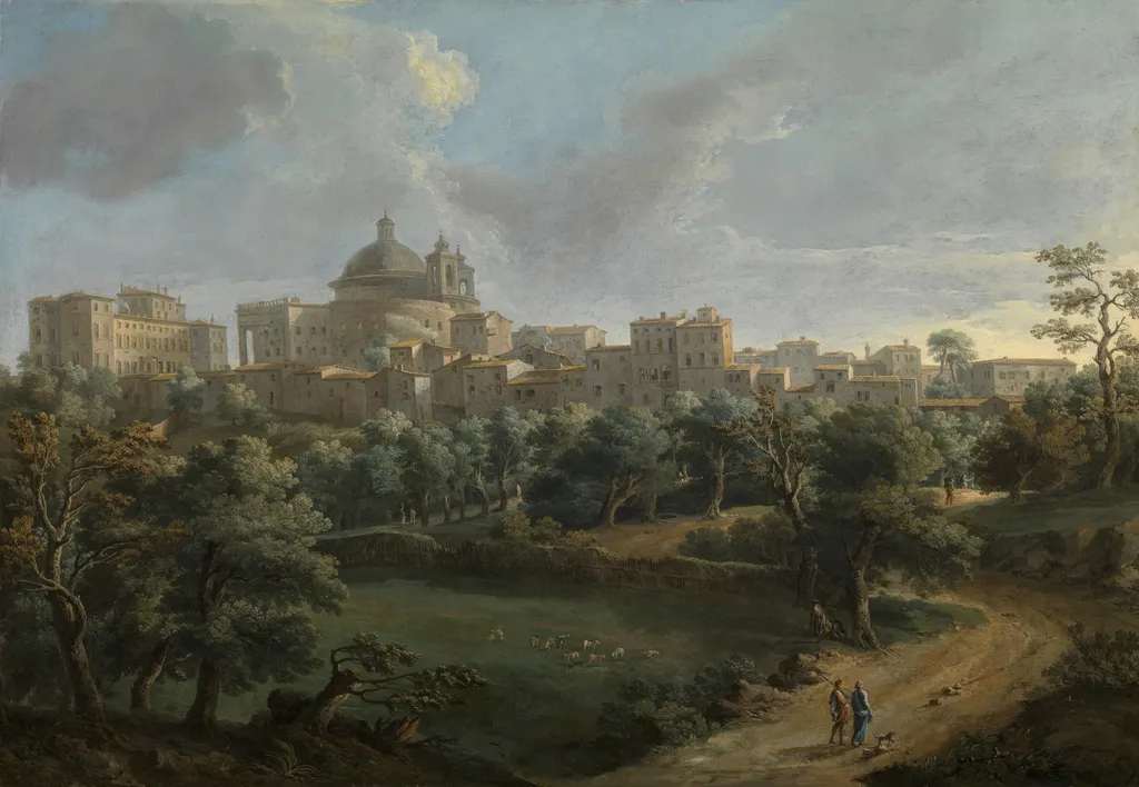 View of Ariccia, by Paolo Anesi, oil, 1745