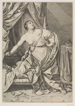 Lucretia Killing Herself, by Sébastien Vouillemont, 1638
