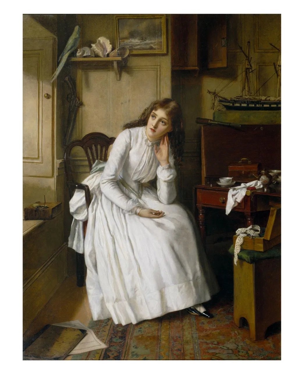 Florence Dombey in Captain Cuttle's Parlour, by William Maw Egley, oil, 1888