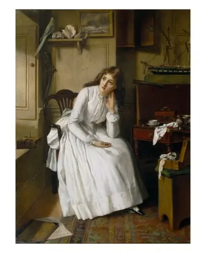 Florence Dombey in Captain Cuttle's Parlour, by William Maw Egley, oil, 1888