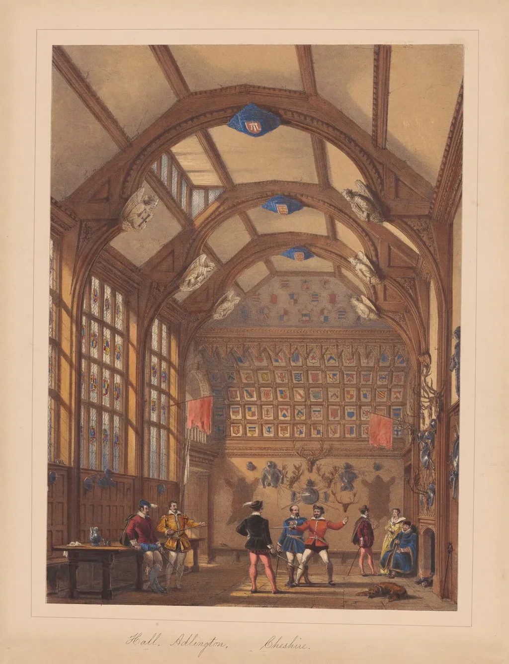 Hall, Adlington, Cheshire, by Joseph Nash, ink, 1849