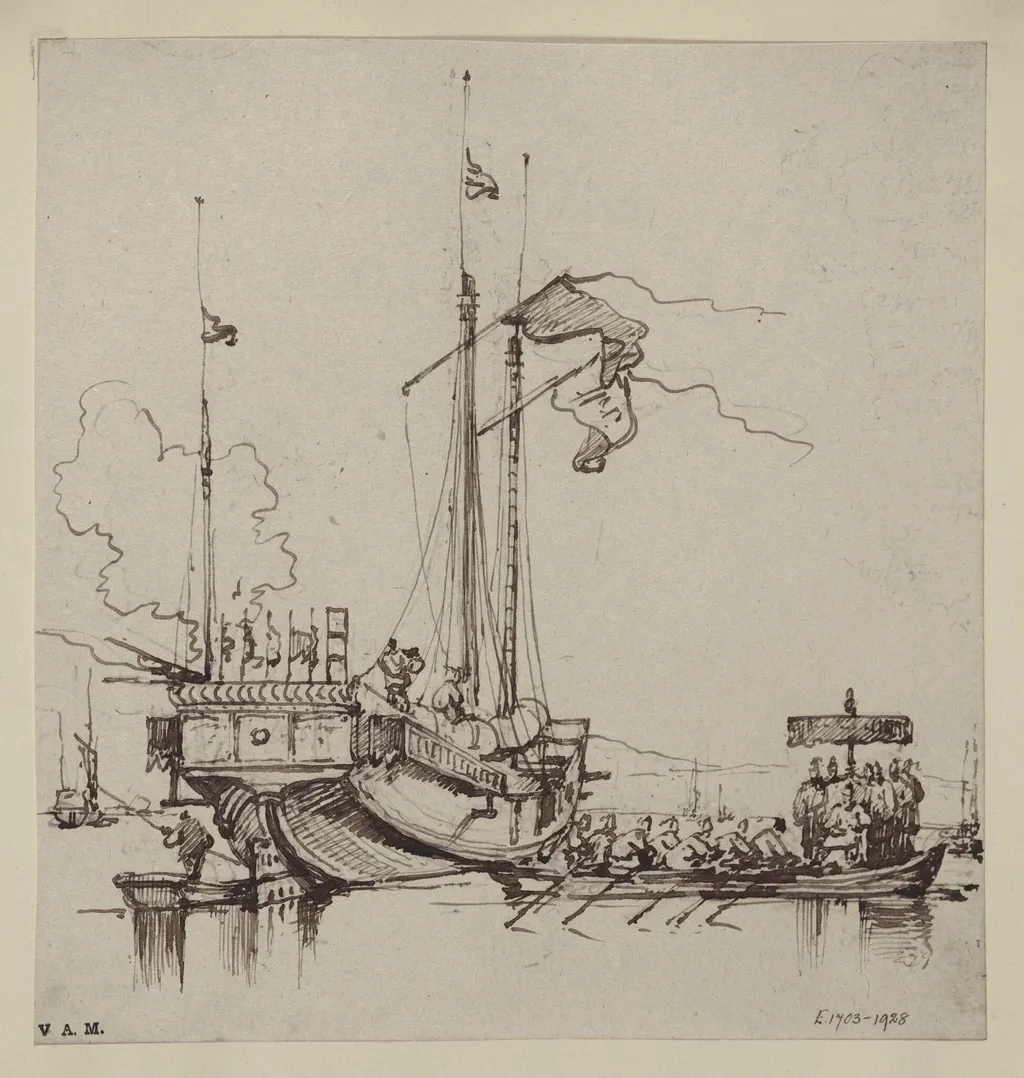 A Chinese official approaching a junk, by George Chinnery, 19