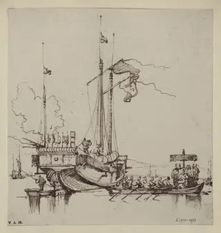 A Chinese official approaching a junk, by George Chinnery, 19