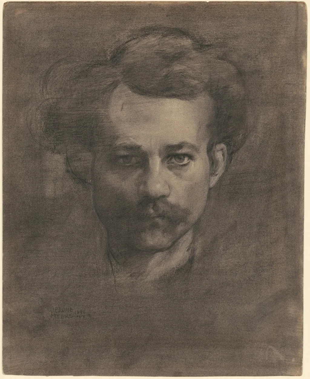 Self-Portrait, by Jerome Myers, charcoal, 1896