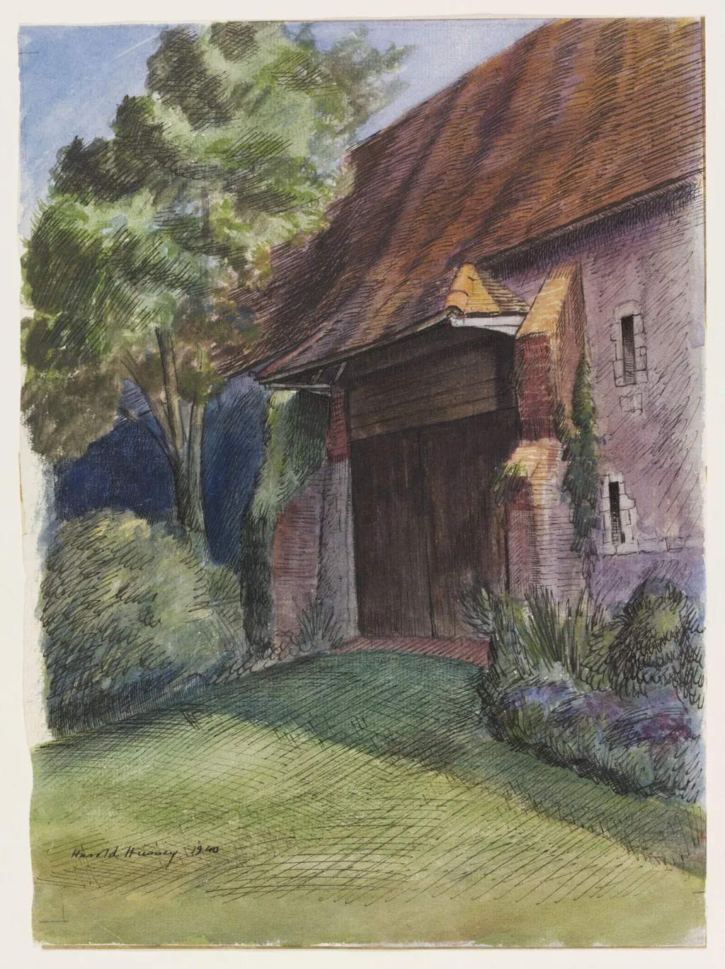 Tithe Barn near Hurley, by Philip Hussey, watercolor