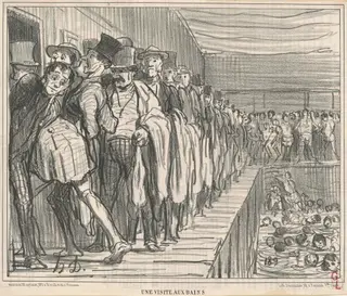 Une visite aux bains, by Honoré Daumier, ink, 1858