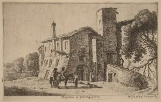Inn at the Prima Porta, by Herman van Swanevelt, ink, 1628