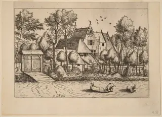 Country House with a Ditch, by Lucas van Doetechum, ink, 1560