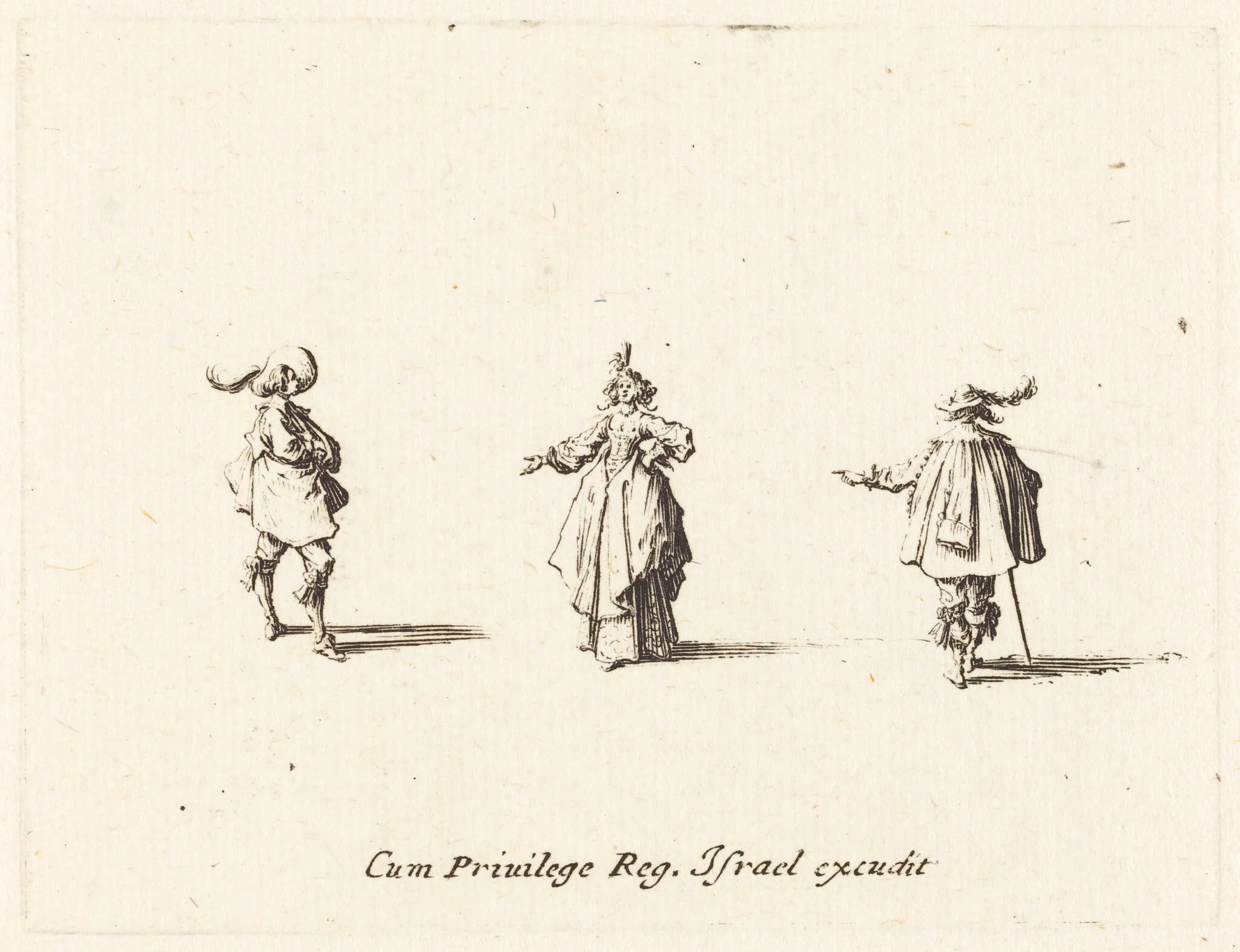 Lady with Outstretched Arm, and Two Gentlemen, detail