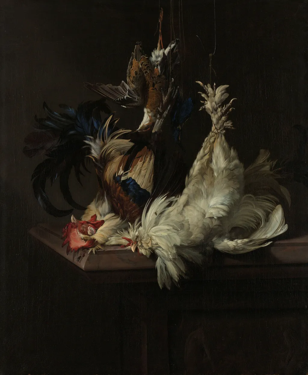 Still Life with Poultry, by Willem van Aelst, oil, 1658
