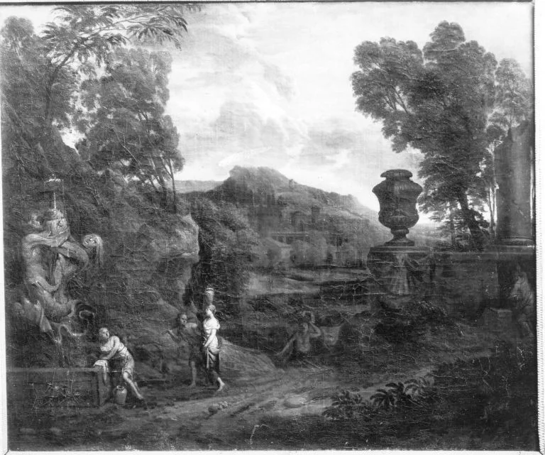 Italienisch-klassische Landschaft, detail