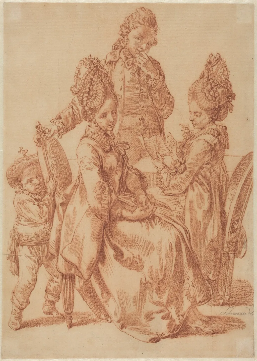 The Letter, by Johann Eleazar Schenau, chalk, 1772