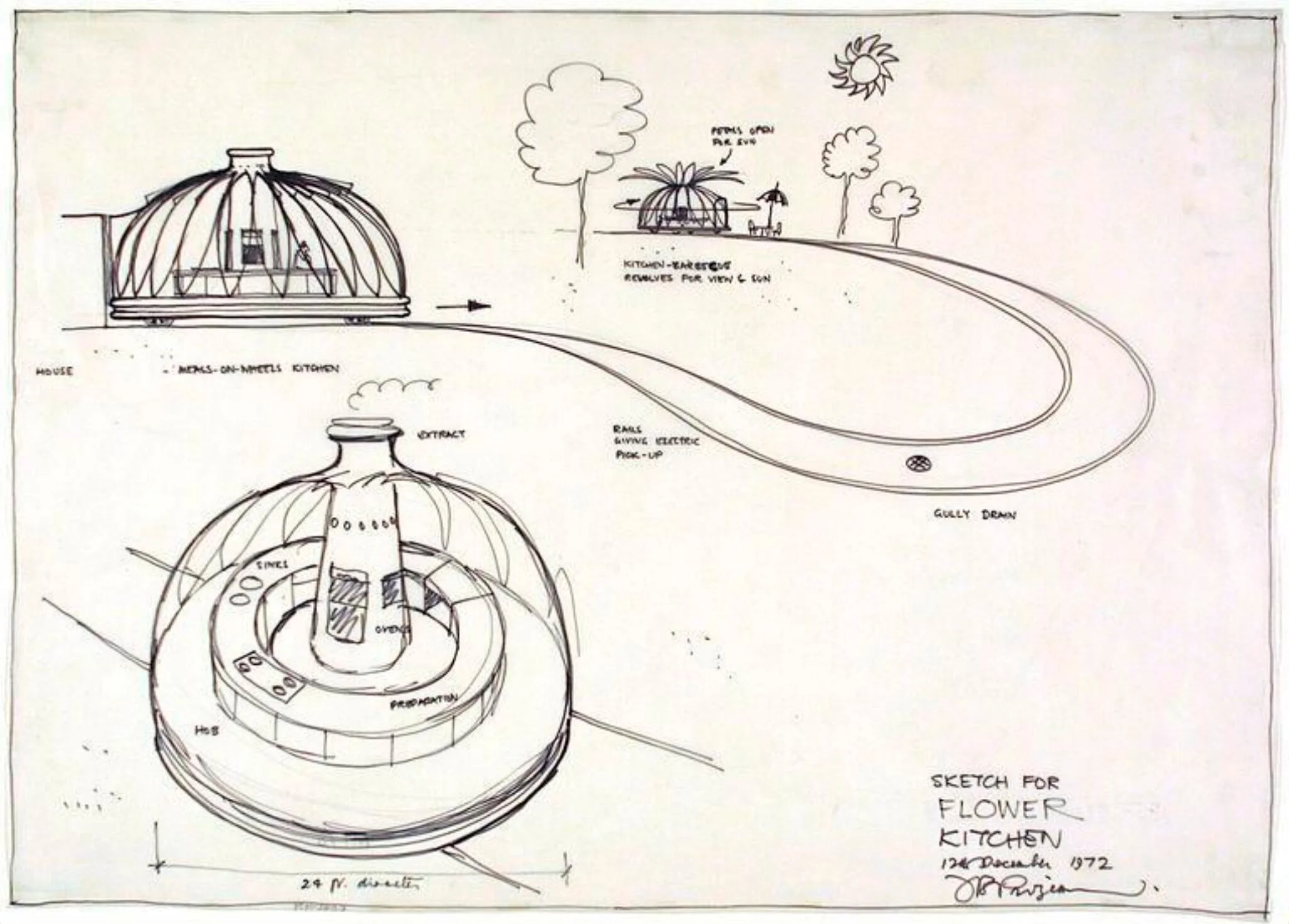 Sketch for Flower Kitchen, detail