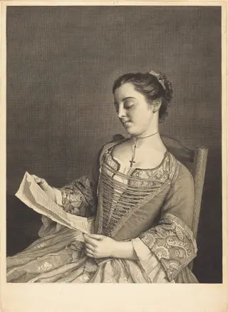 Mlle. Lavergne, by Simon Francois Ravenet I, ink, 1733