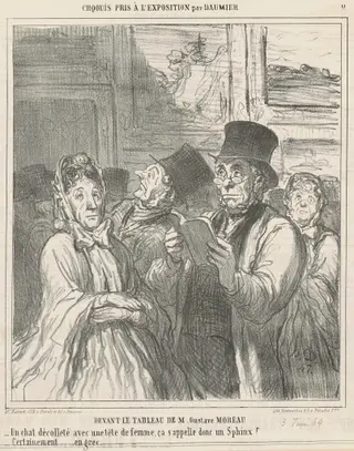 Devant le tableau de M. G. Moreau, by Honoré Daumier, ink, 1864
