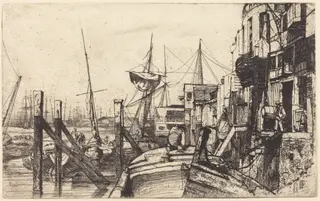 Limehouse, by James McNeill Whistler, ink, 1859