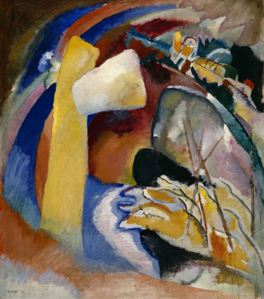 Painting with White Form (study), by Wassily Kandinsky, oil, 1913
