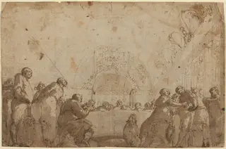 The Last Supper, by Giulio Benso, ink, 1634