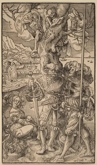 Two Mercenaries and a Woman, by Urs Graf I, ink, 1524