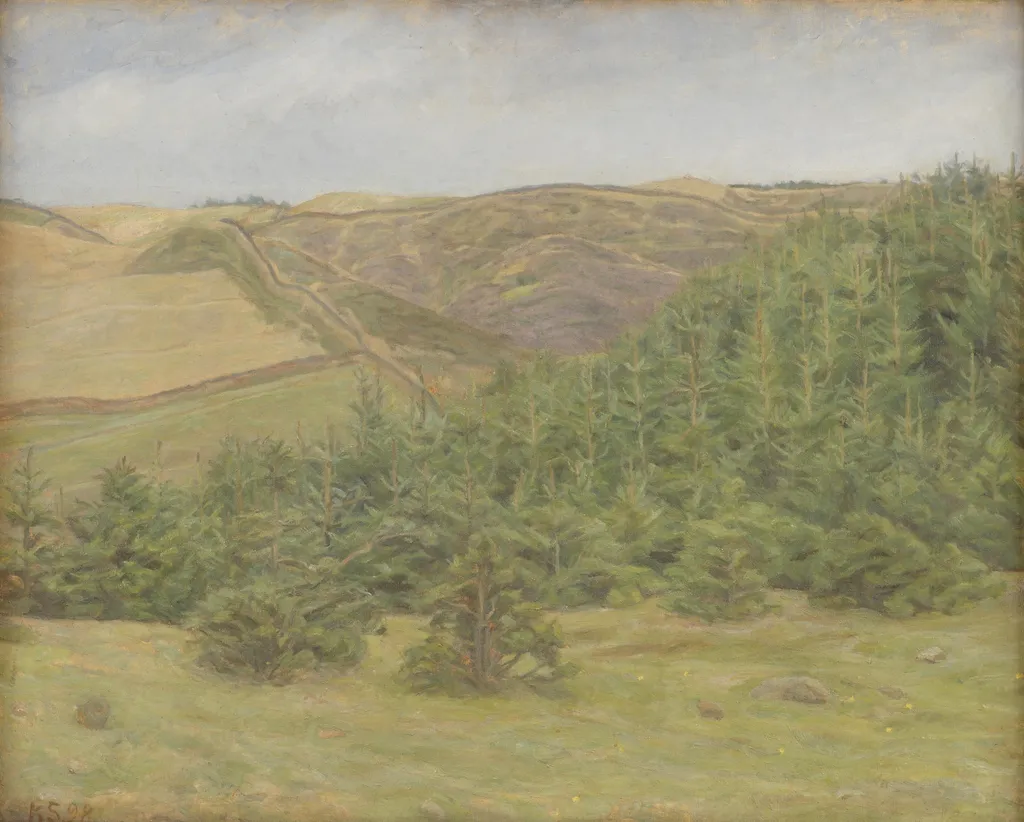 Svanninge Hills, Funen, by Karl Schou, oil, 1900