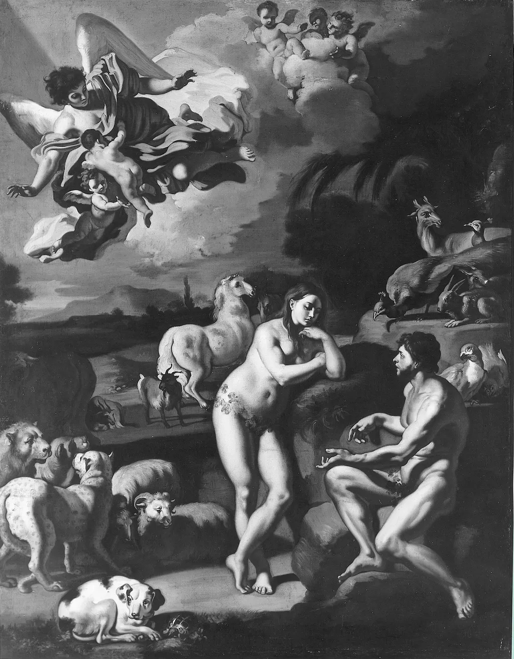 Adam and Eve in Paradise, by Francesco Solimena, oil, 1700