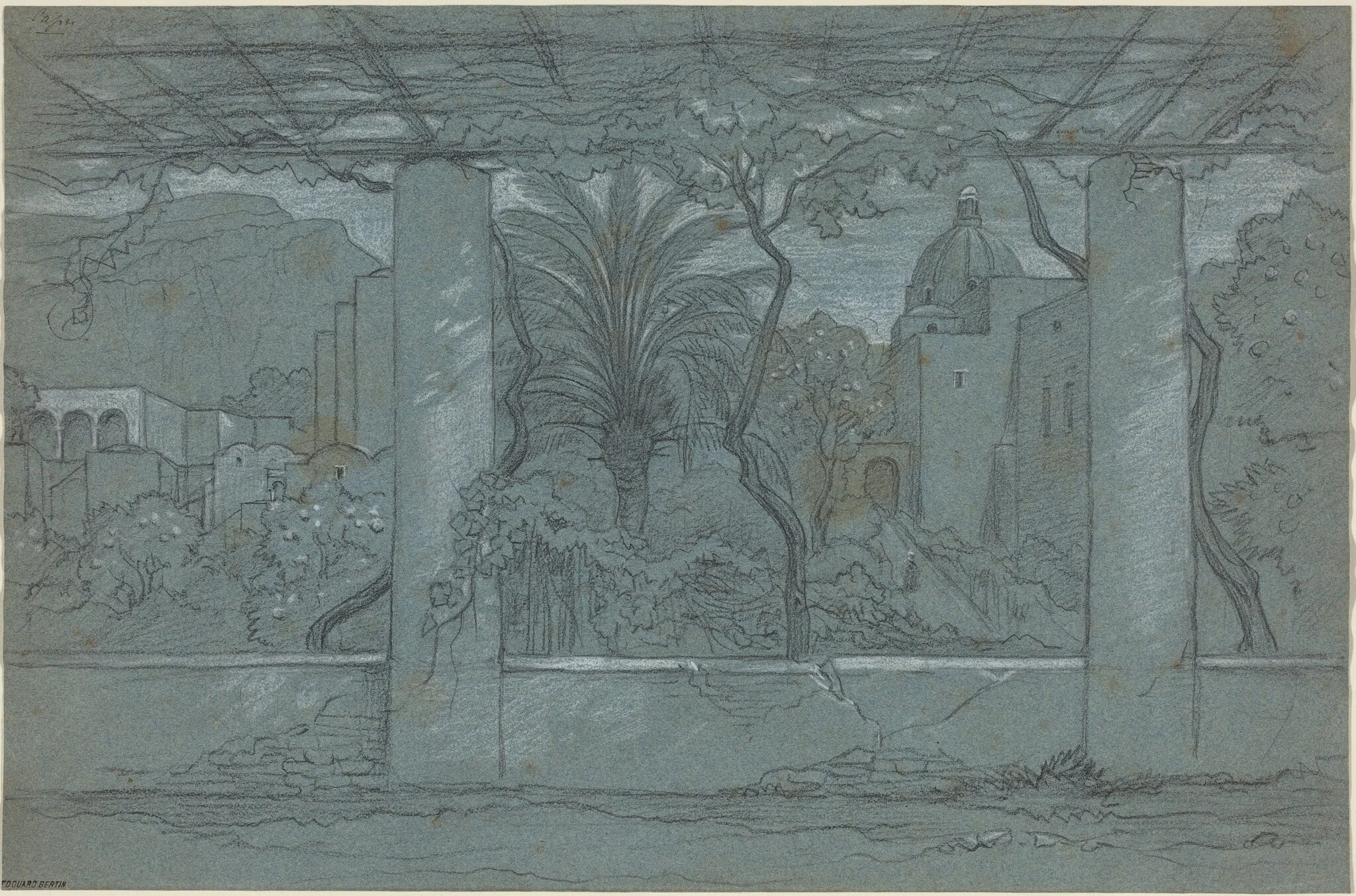 A Terrace and Garden on Capri [recto], detail