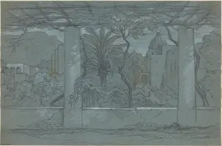 A Terrace and Garden on Capri [recto], by François-Édouard Bertin, chalk, 1822
