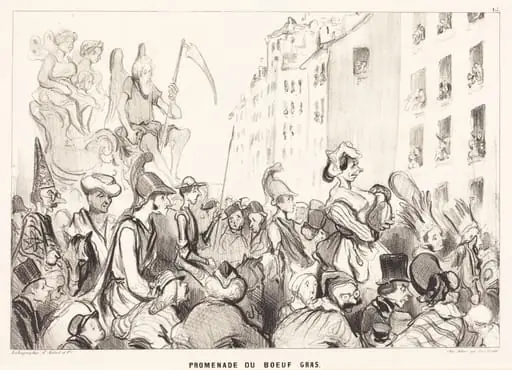 Promenade du Boeuf gras, by Honoré Daumier, ink, 1839
