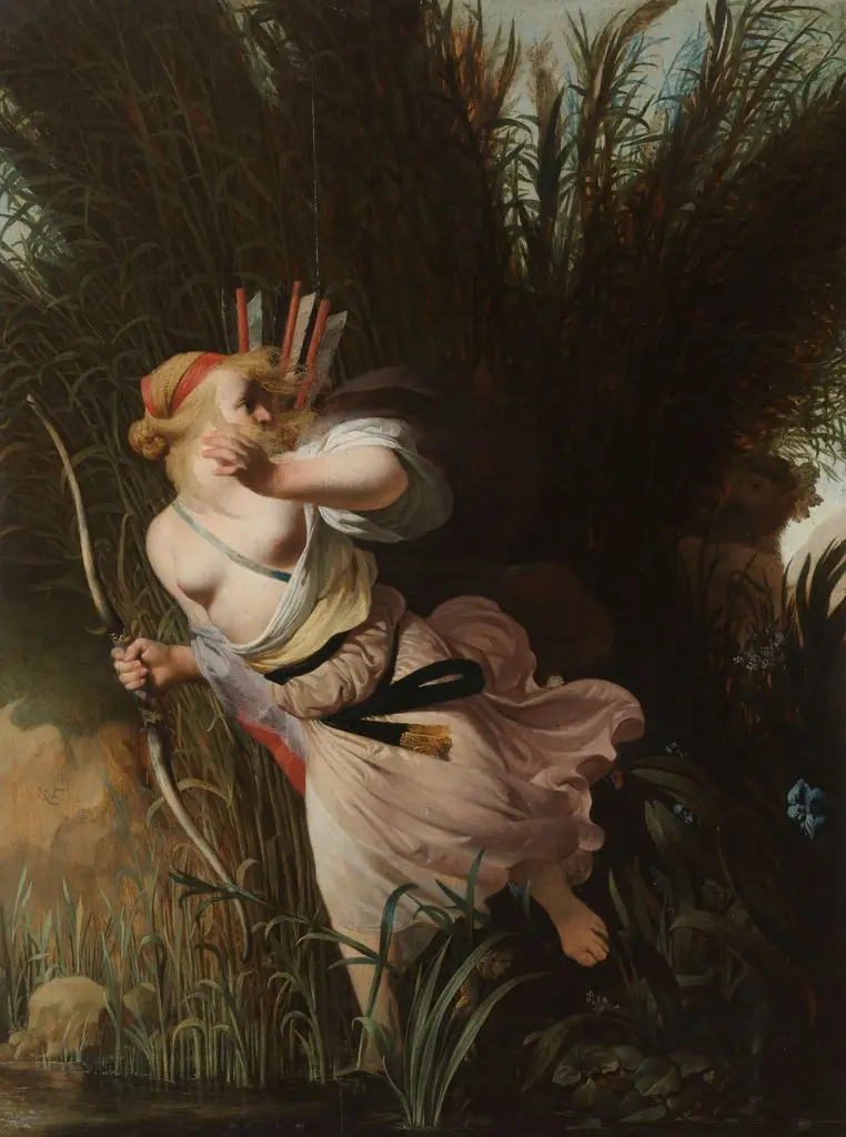 Pan and Syrinx, by Caesar van Everdingen, oil, 1638