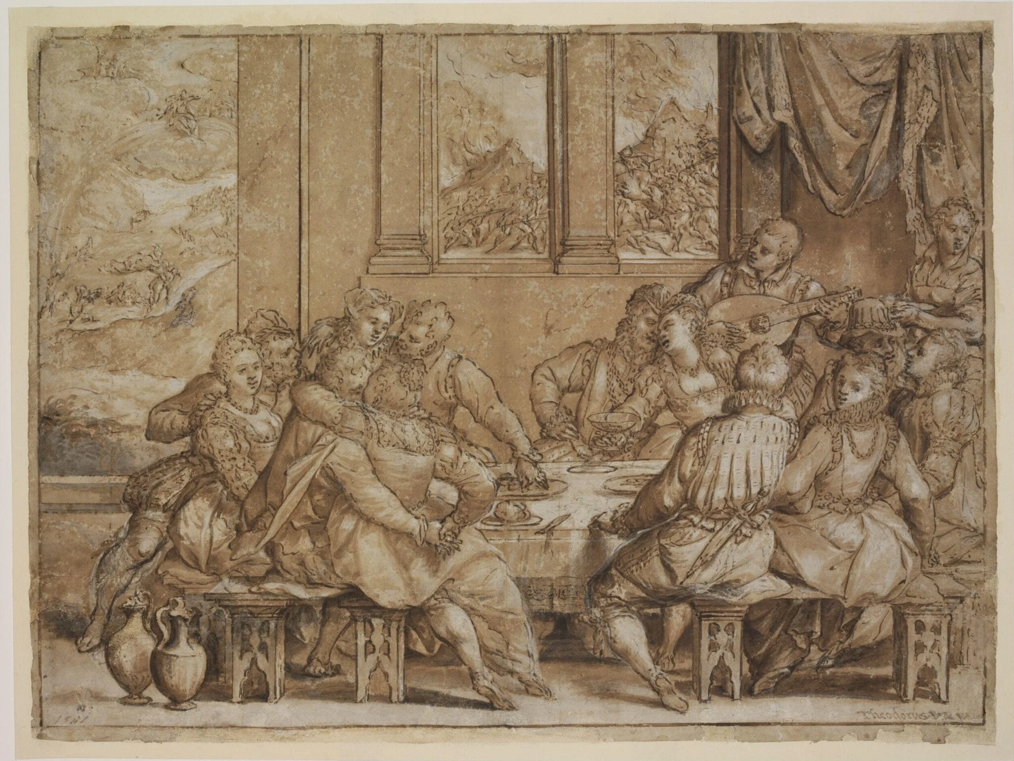 Mankind Feasting and Making Love, Awaiting the Last Judgement (‘the coming of the son of man’) (Matthew 24:37–42), detail