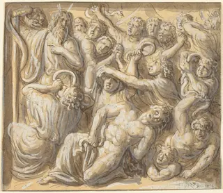 Moses and the Brazen Serpent, by Luigi Ademollo, ink, 1806