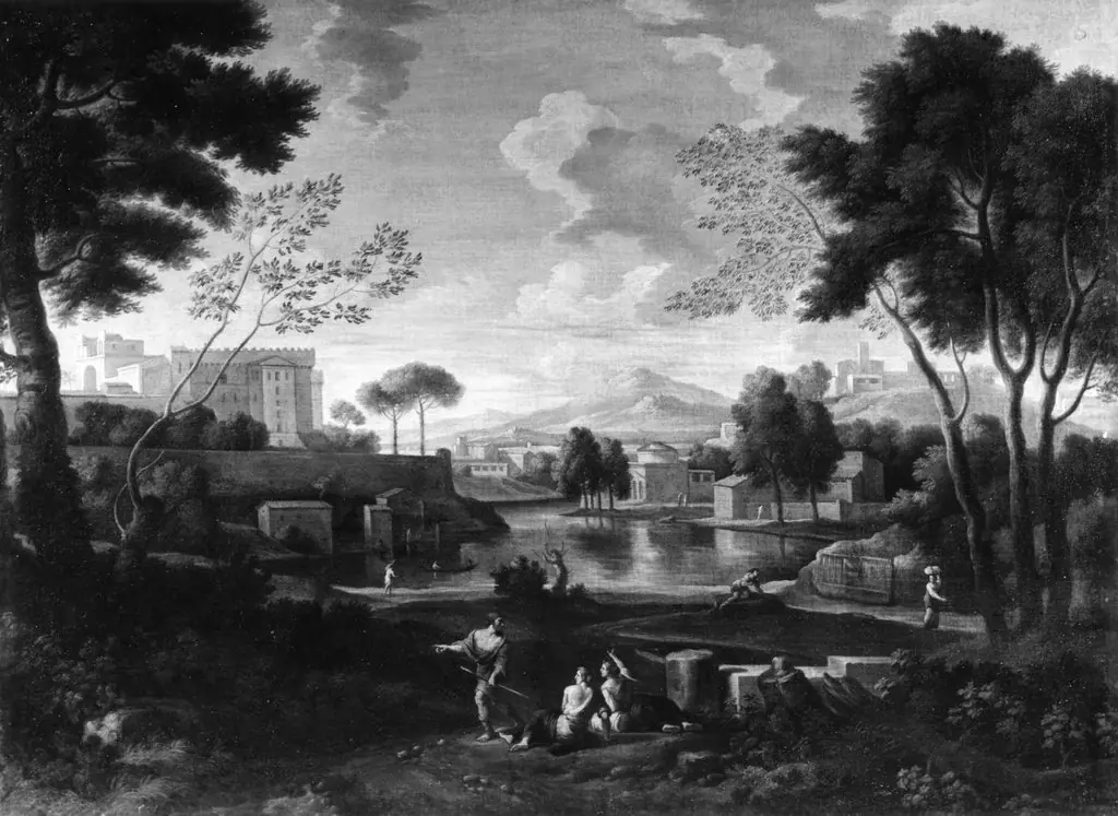 Classical Landscape with the Vatican Belvedere, by Jan Frans van Bloemen, oil