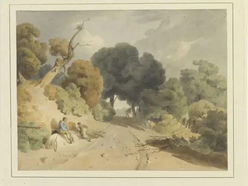 Road scene near Borrowdale, by Dorrell, watercolor, 1804