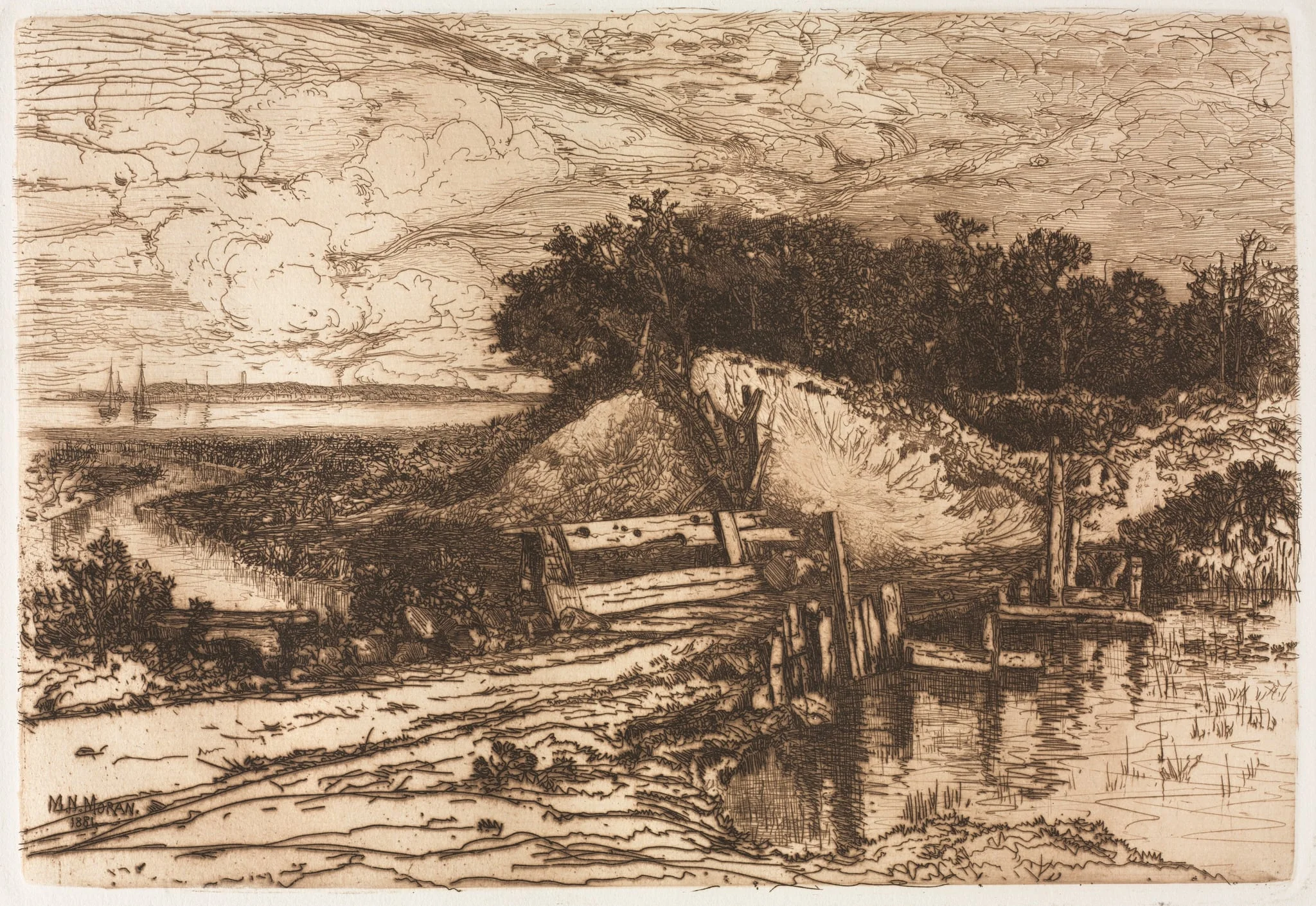 Gardiner's Bay, Long Island, seen from Fresh Pond, detail