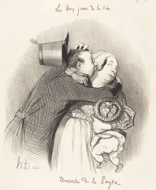 Rencontre de la payse, by Honoré Daumier, ink, 1844