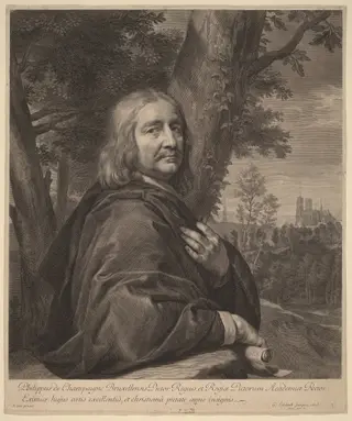 Philippe de Champaigne, by Gerard Edelinck, ink, 1676