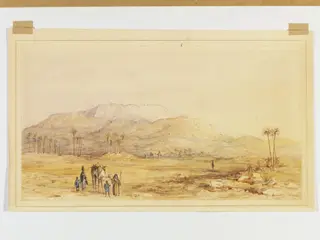 Pyramid of Abu Roash from the Village of Kerdassy, by Francis Arundale, watercolor, 1838
