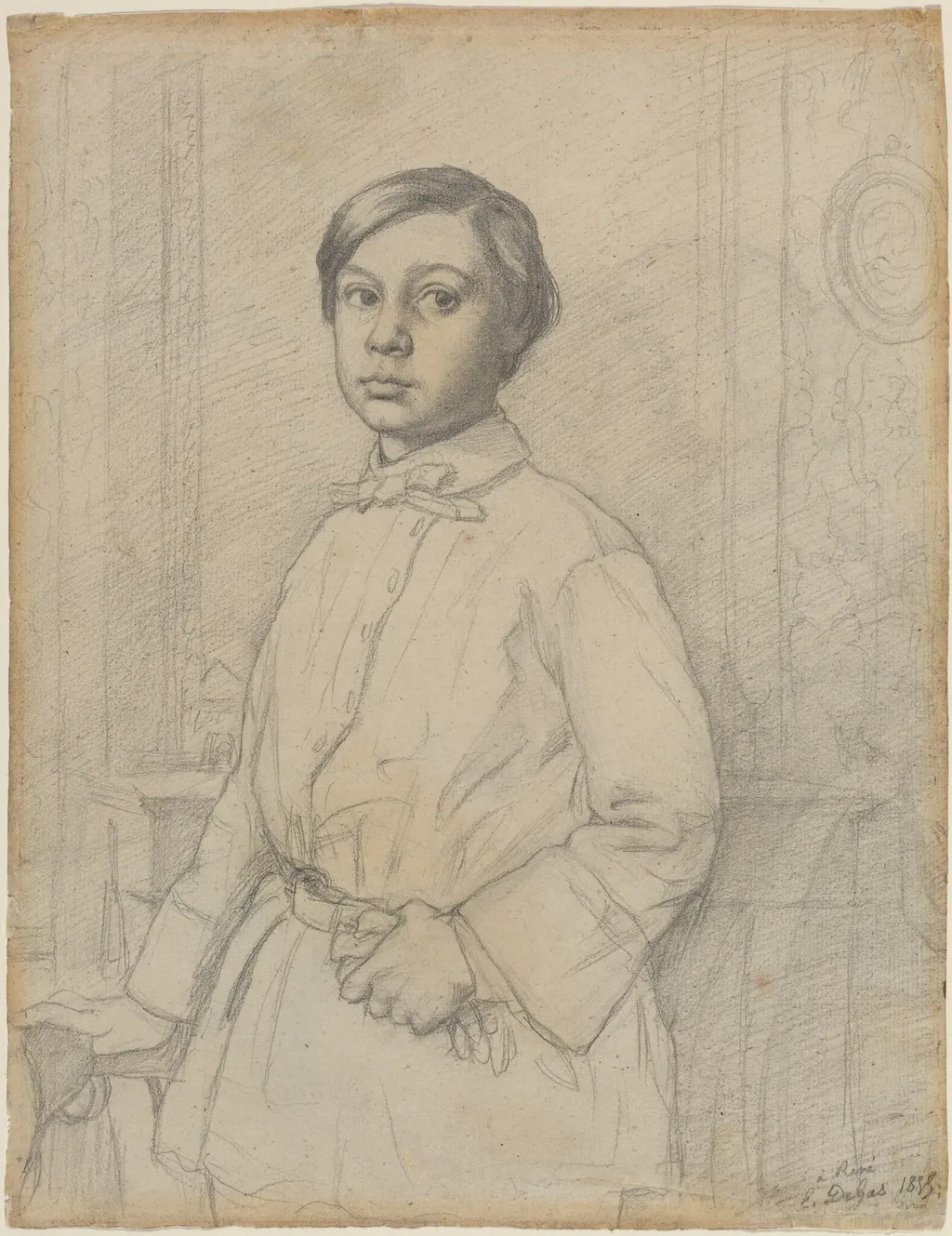 René de Gas [recto], by Edgar Degas, graphite, 1855