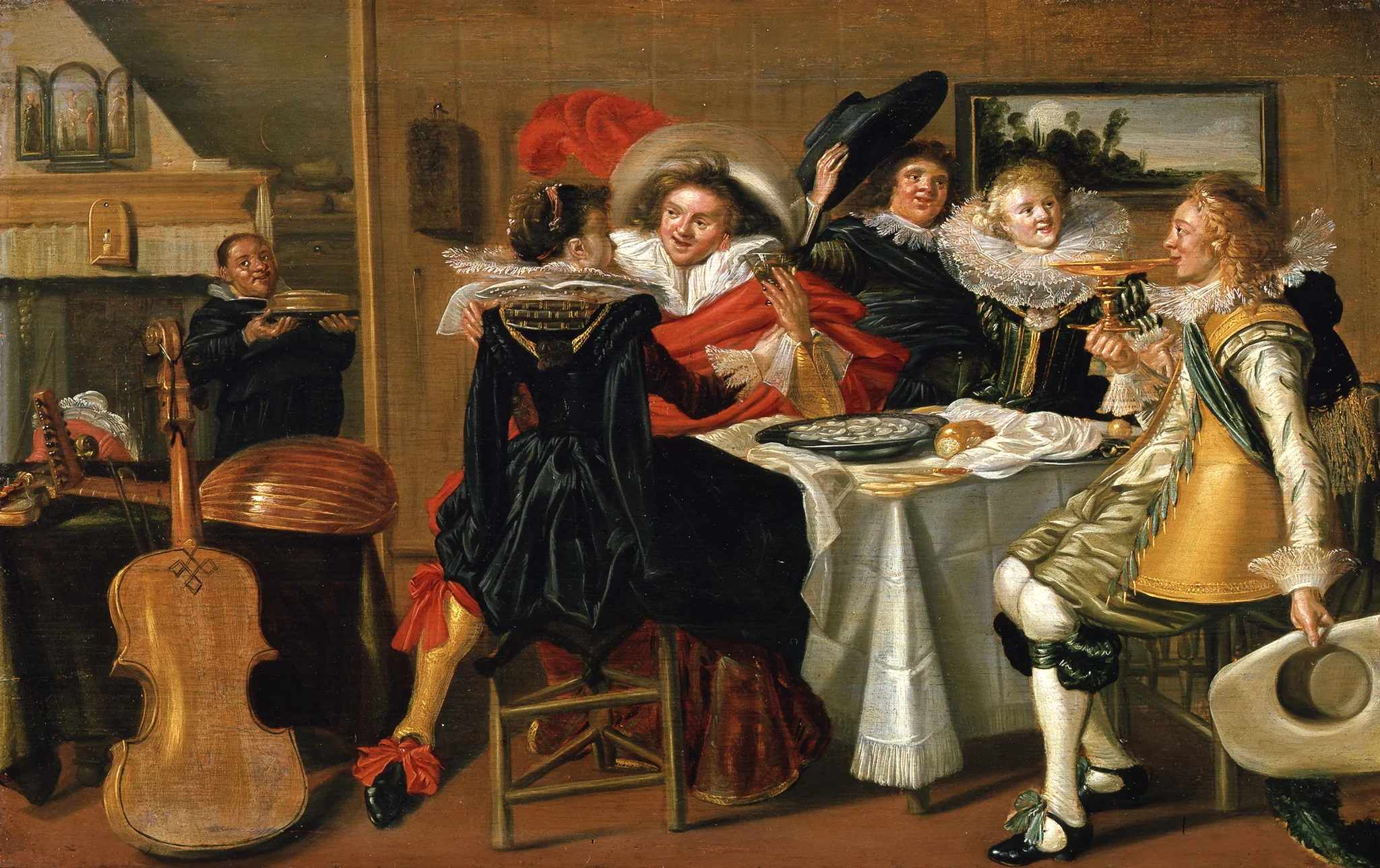 Elegant company drinking in an interior, detail