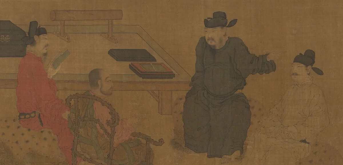 南宋 佚名 舊傳五代周文矩 琉璃堂人物圖 卷|Scholars of the Liuli Hall, detail