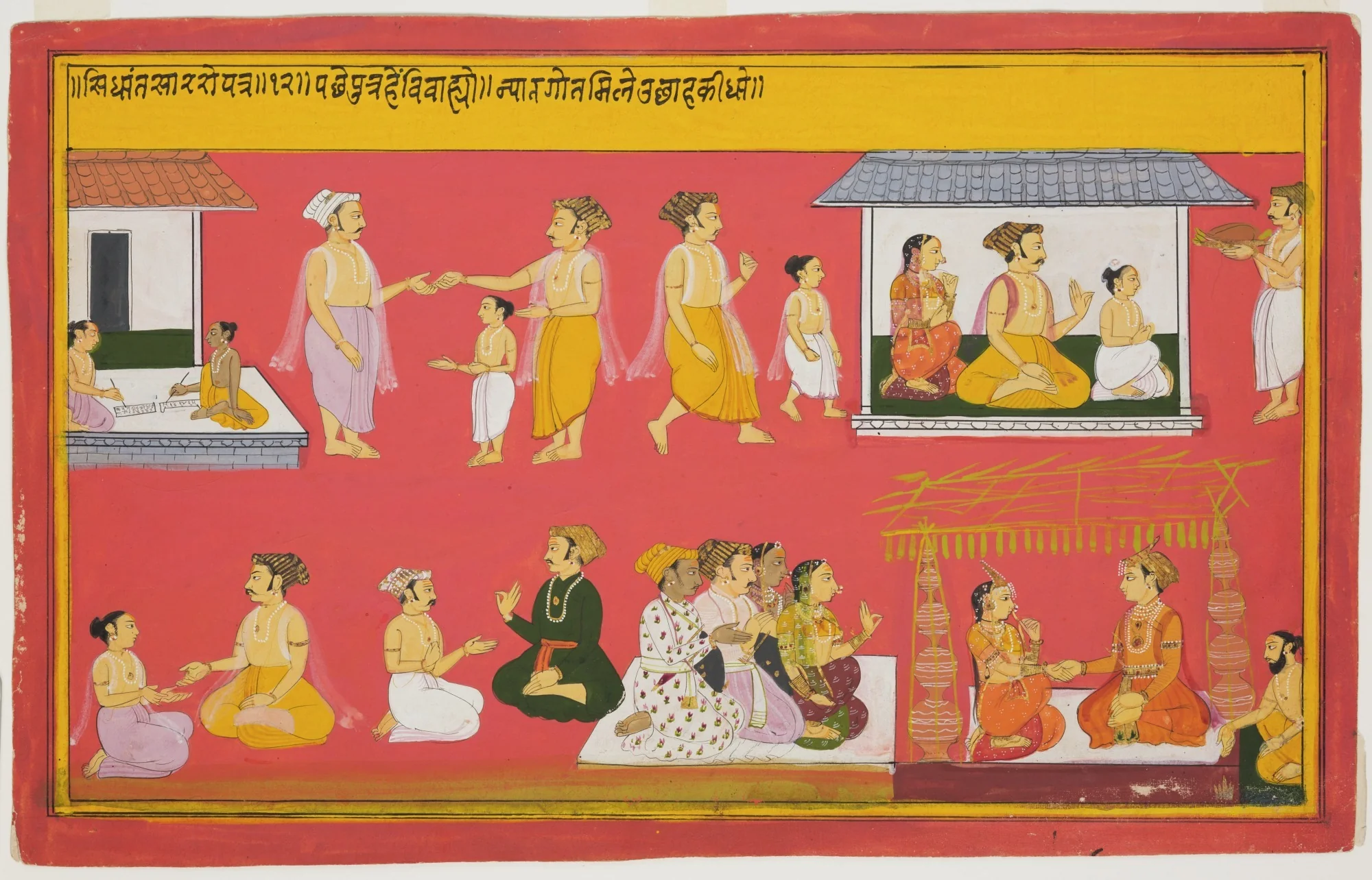 Gods and Brahmins Worshipping Durga, from the Bhagavata Purana (3 of 3), detail