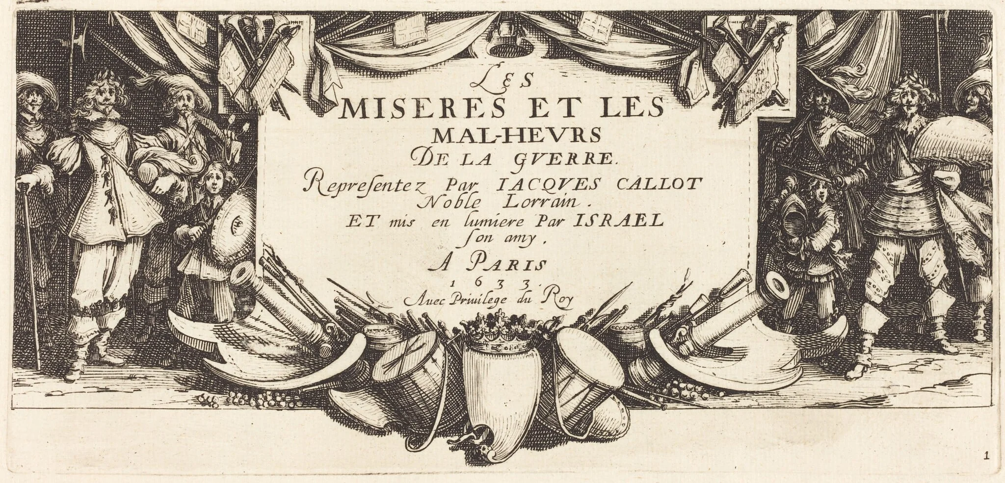 Title Page for "The Large Miseries of War", detail