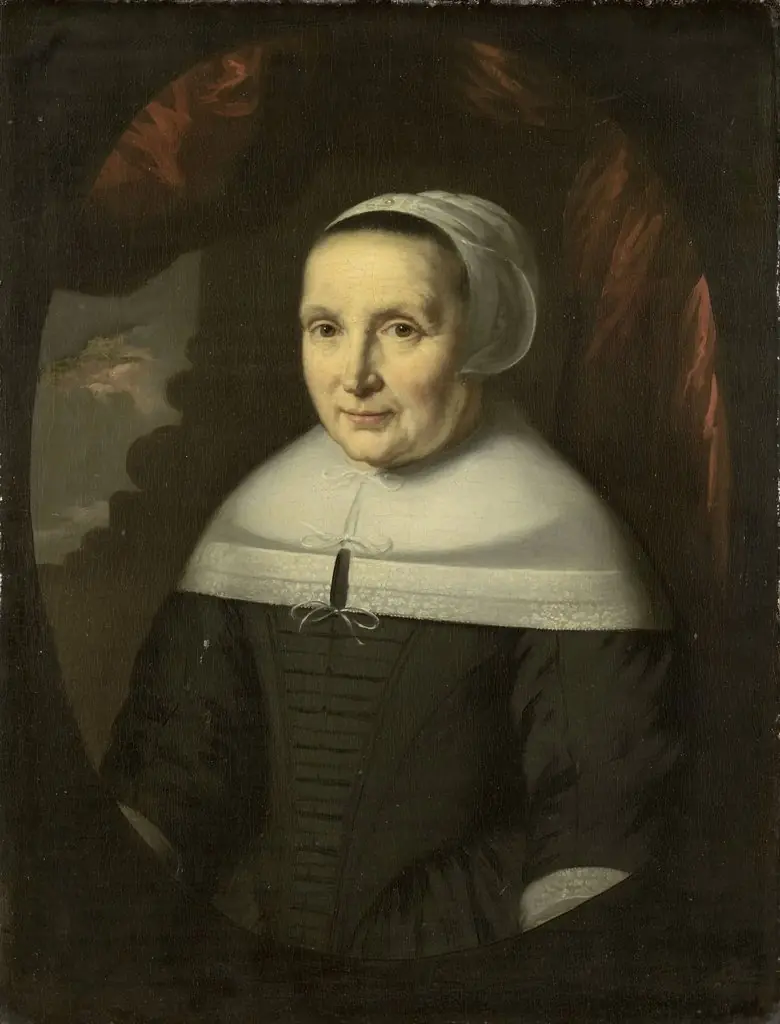 Portrait of Aeltje Denijs (b. 1598/99), wife of Hendrick Wijnands and mother of Dionijs Wijnands, by Nicolaes Maes, oil, 1650