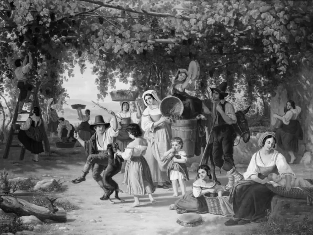 Vintage in Italy, by Johan Peter Raadsig, oil, 1842