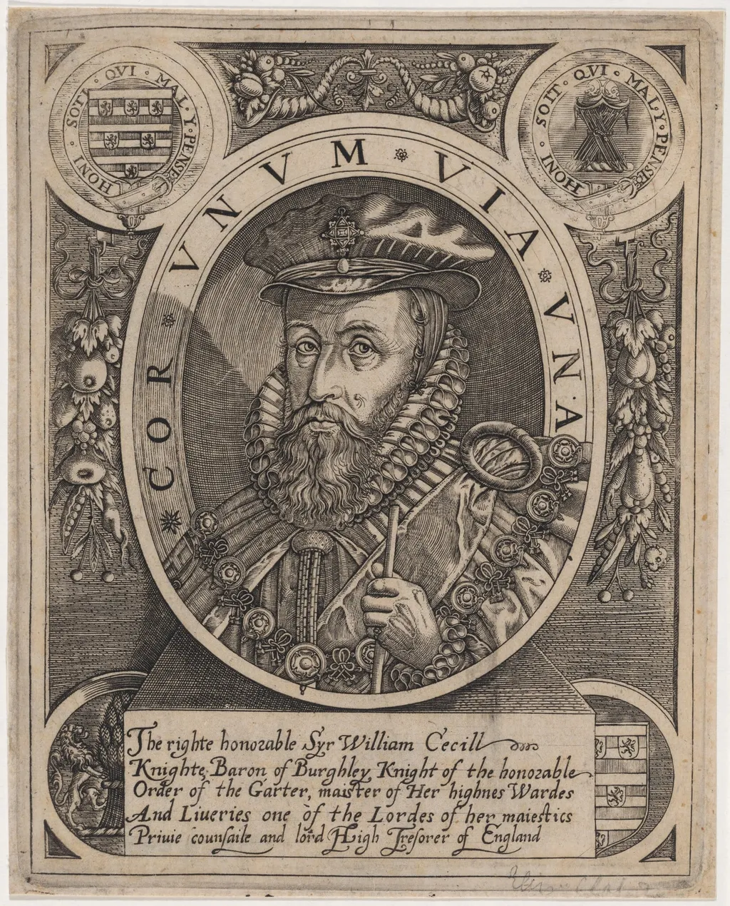 William Cecil, First Baron Burghley, by William Rogers, ink, 1629