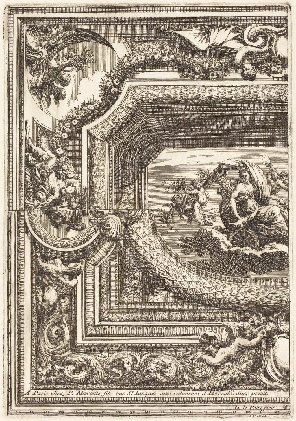 Quarts de plafons, by Jean Lepautre, ink, 1650