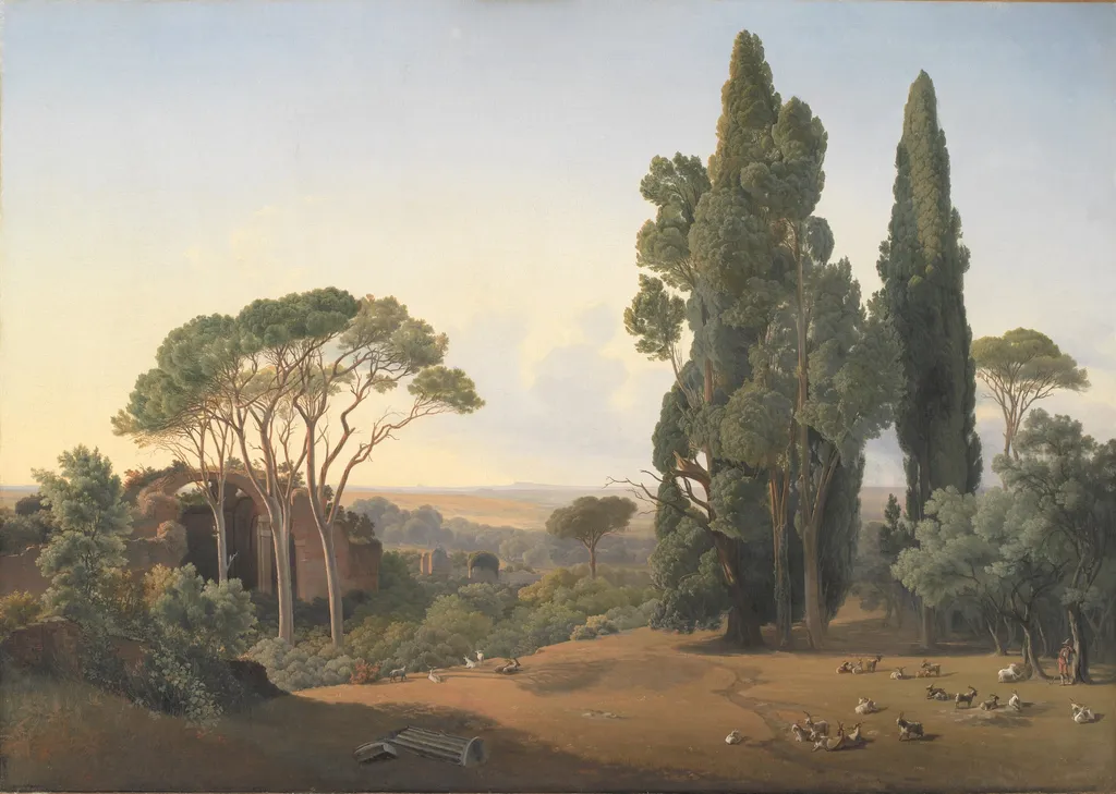 A View from Hadrian's Villa, Tivoli, by Fritz Petzholdt, oil, 1832
