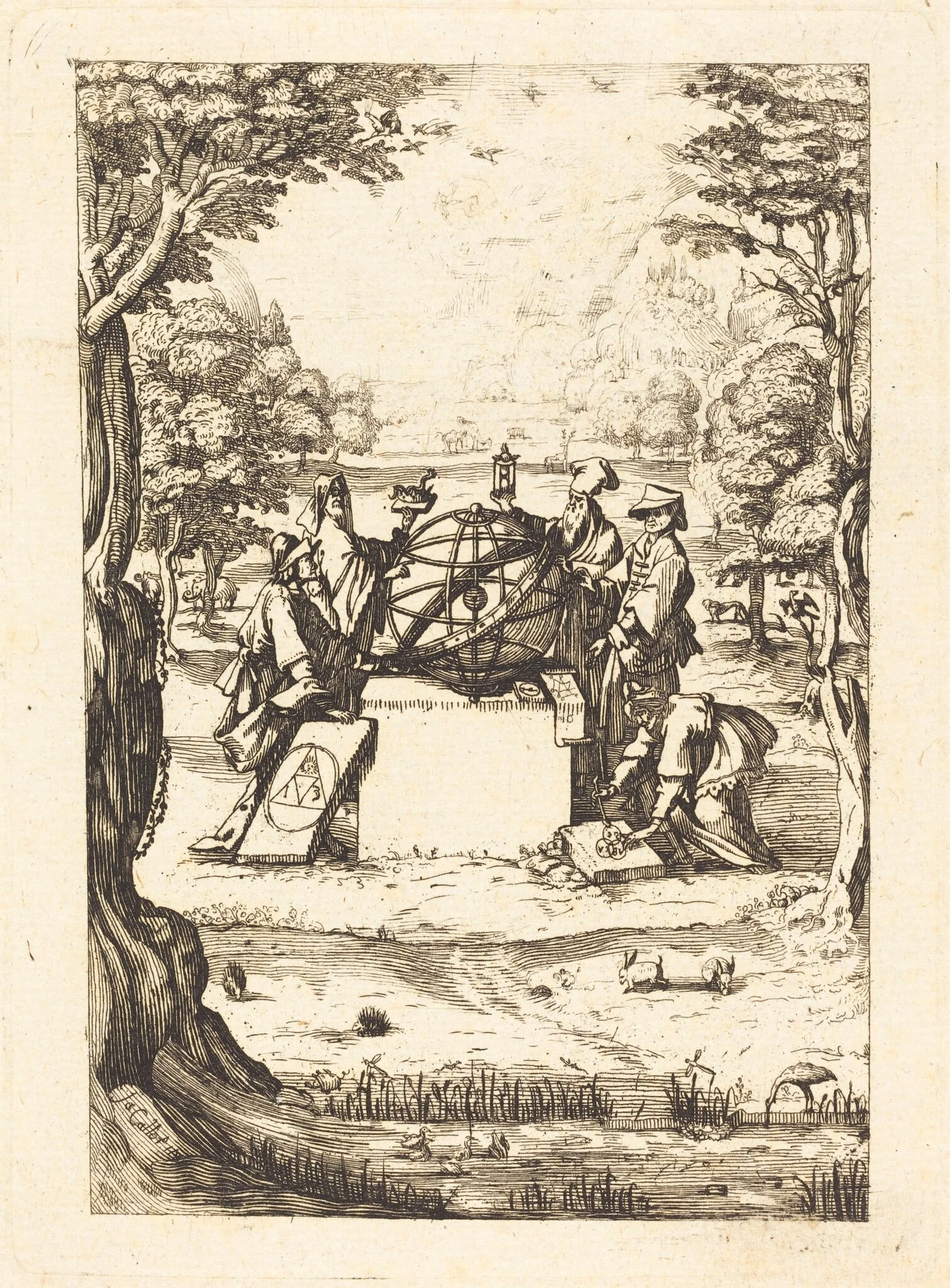 Frontispiece for the Sacred Cosmologia (Title with Astrologers), detail
